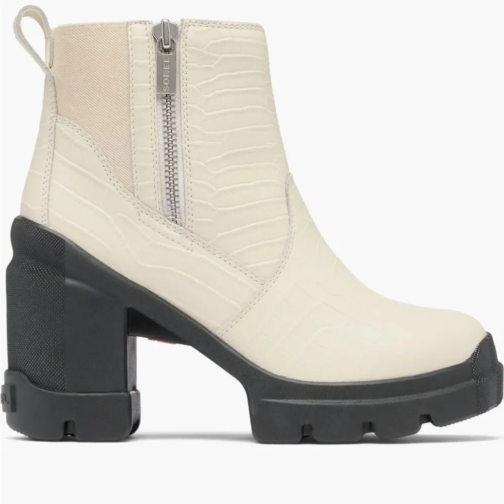 NIB Sorel Caribou X Heel Chelsea Boot Chalk White Waterproof Platform $180